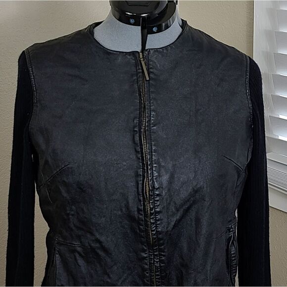 Jaclyn Smith Leather Jacket Ribbed Knit Size Large/L - Picture 2 of 15